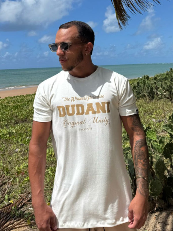 CAMISA LONGLINE OFF WHITE ESTAMPA BEGE